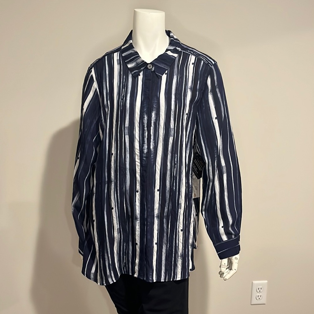 Shibori Stripe Button Up